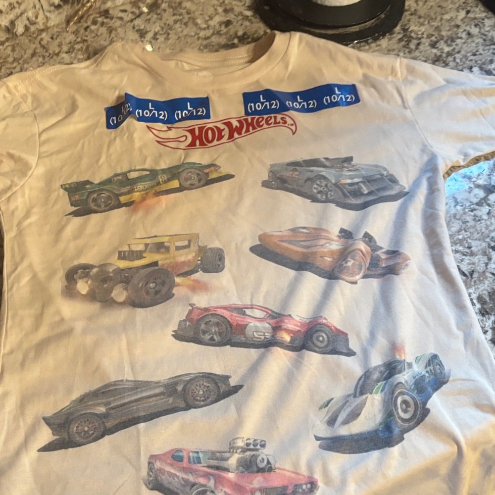 Hot Wheels White Kids Short Sleeve Tee with Race Car Prints